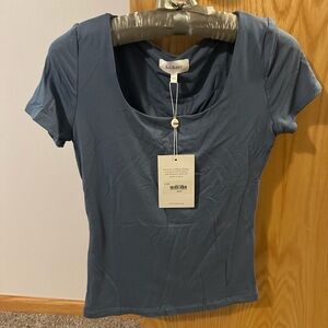 Bohme Blue and Rust Fitted Short Sleeve T-Shirts